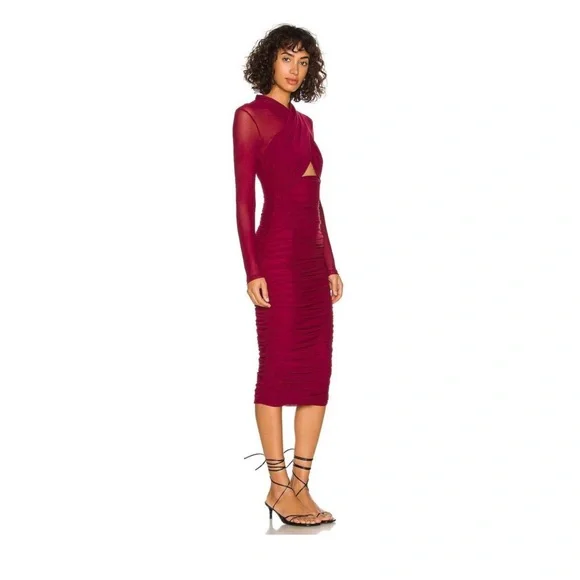 Bardot Aliyah Dress in Burgundy - Picture 2 of 13